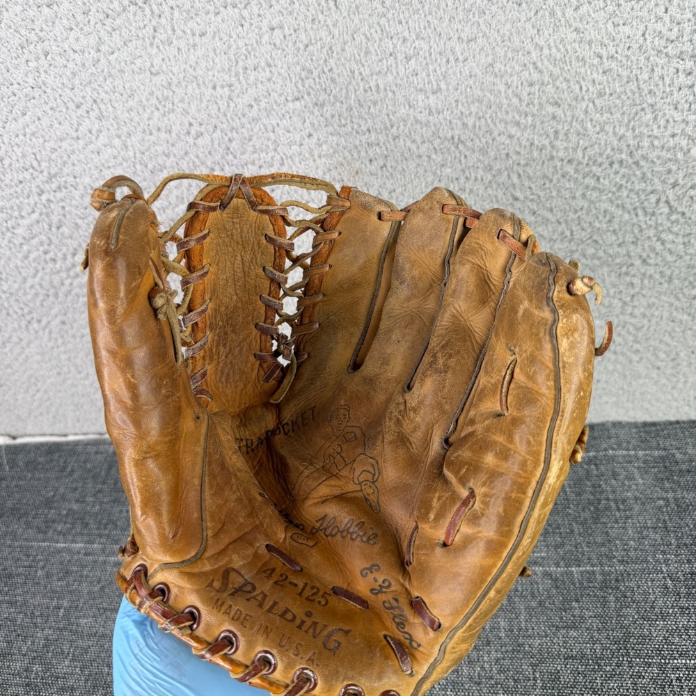Spalding Baseball Glove Mens OS Brown Glen Hobbie 42-125 Trapocket Vintage USA